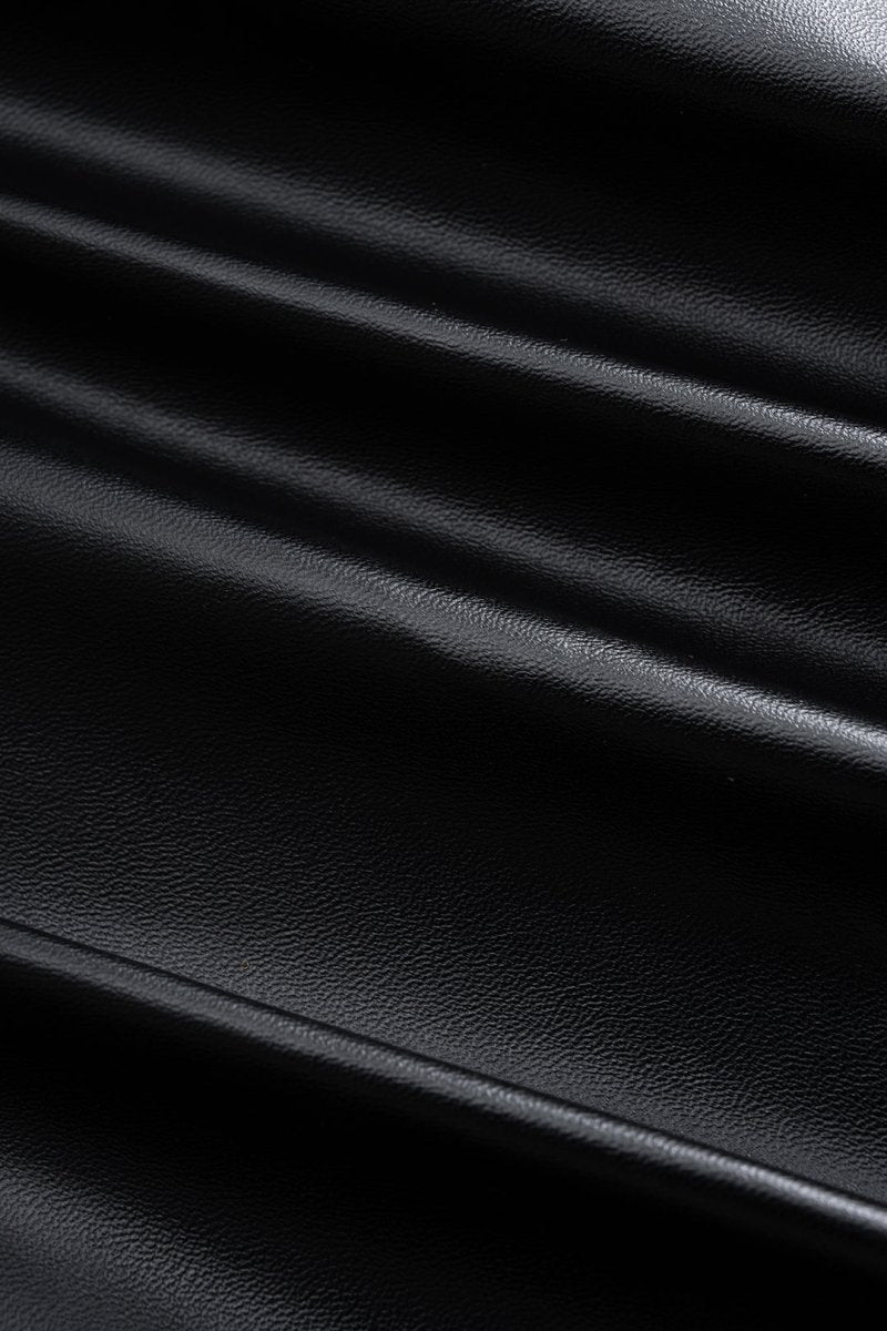 Faux Leather Asymmetrical Twist Knot Tank Top - MISMIMCWTT2507180045-BLACK-S