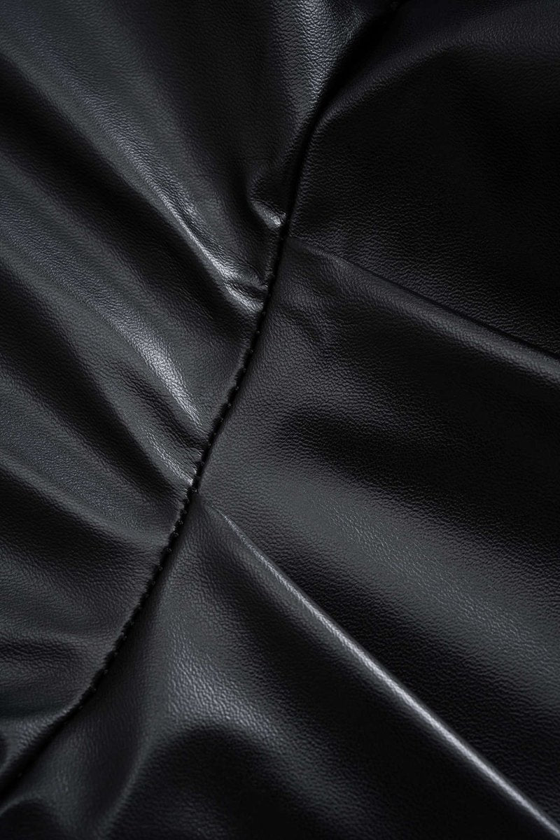 Faux Leather Asymmetrical Twist Knot Tank Top - MISMIMCWTT2507180045-BLACK-S