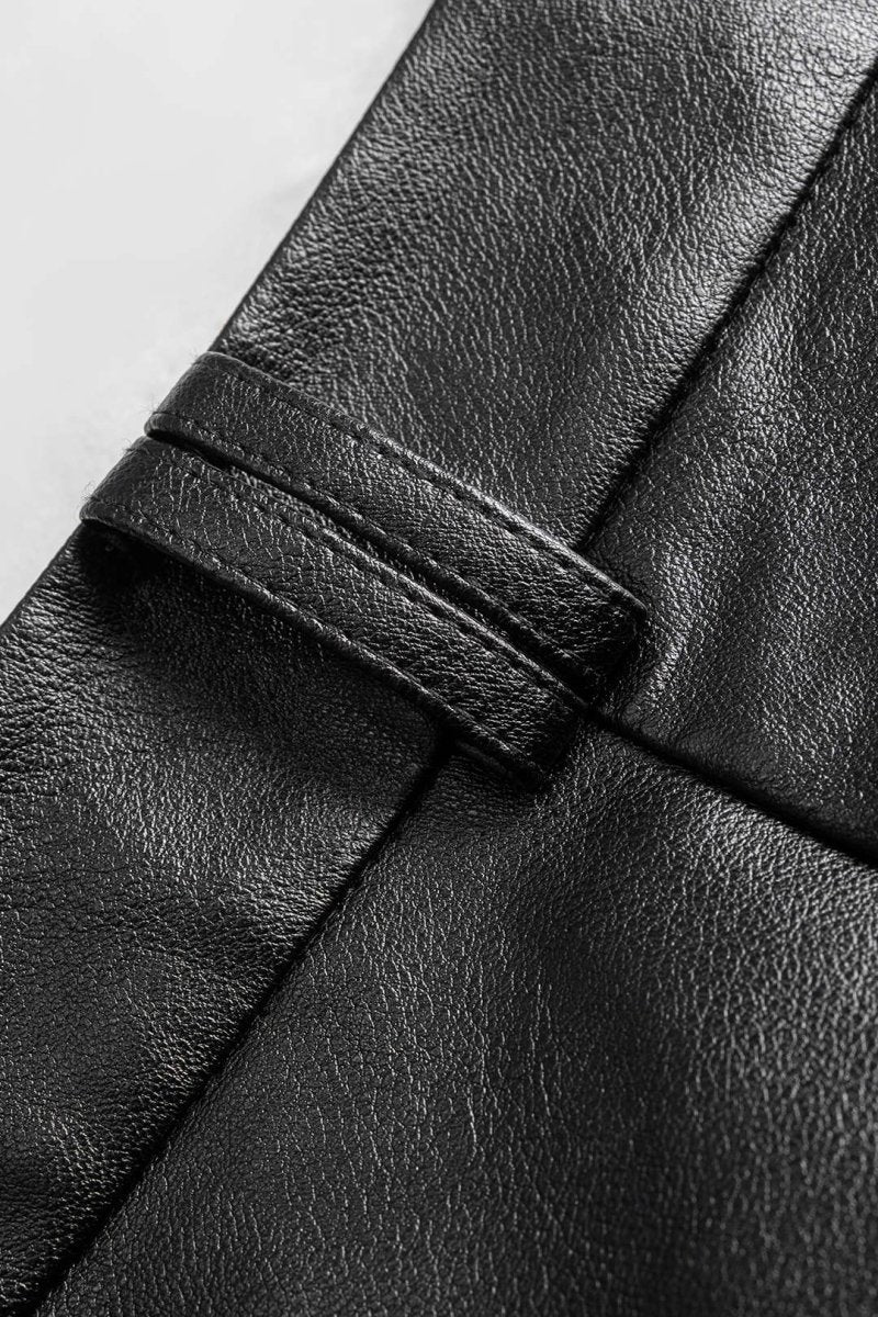 Faux Leather Button Wide Leg Pants - MISMIMCWBT2510130289-BLACK-XS