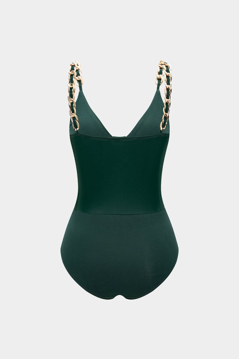 Faux Leather Chain Patchwork Sleeveless Bodysuit - MISMIMCWTO2507260012-JADE-XS