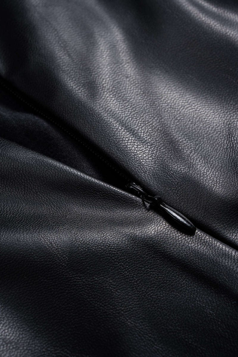 Faux Leather High Slit Ruched Crossed Skirt - MISMIMCWSX2509080208-BLACK-XS