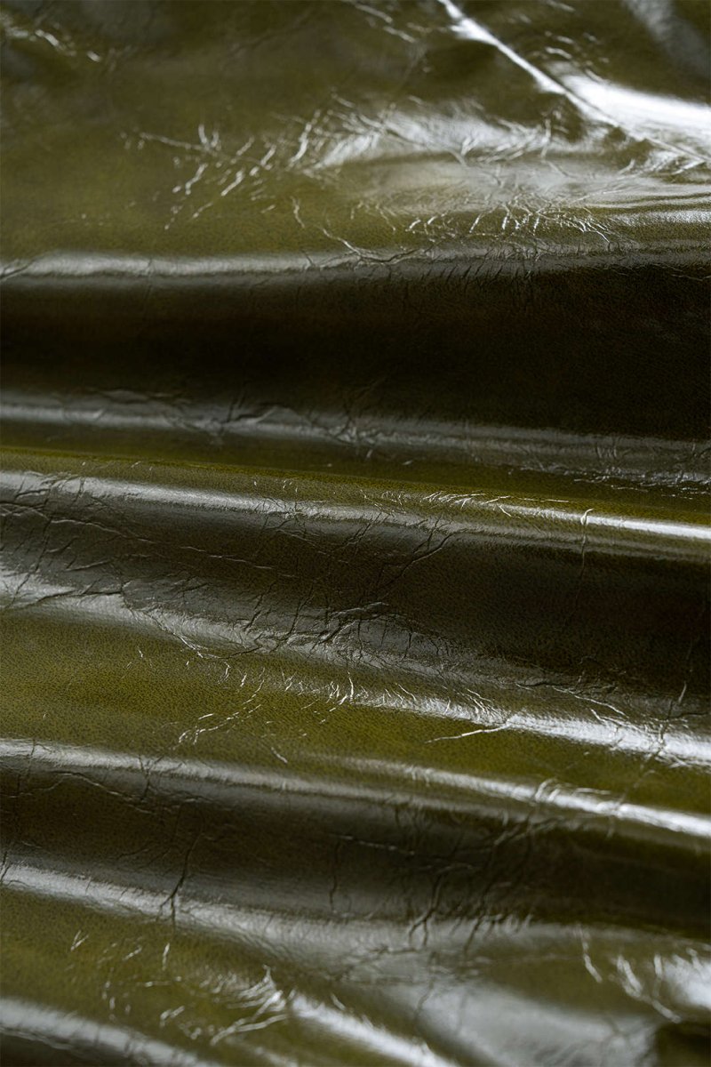 Faux Leather Patchwork Zipper Twist Knot Skirt - MISMIMCWBK2507020062-OLIVE-XS