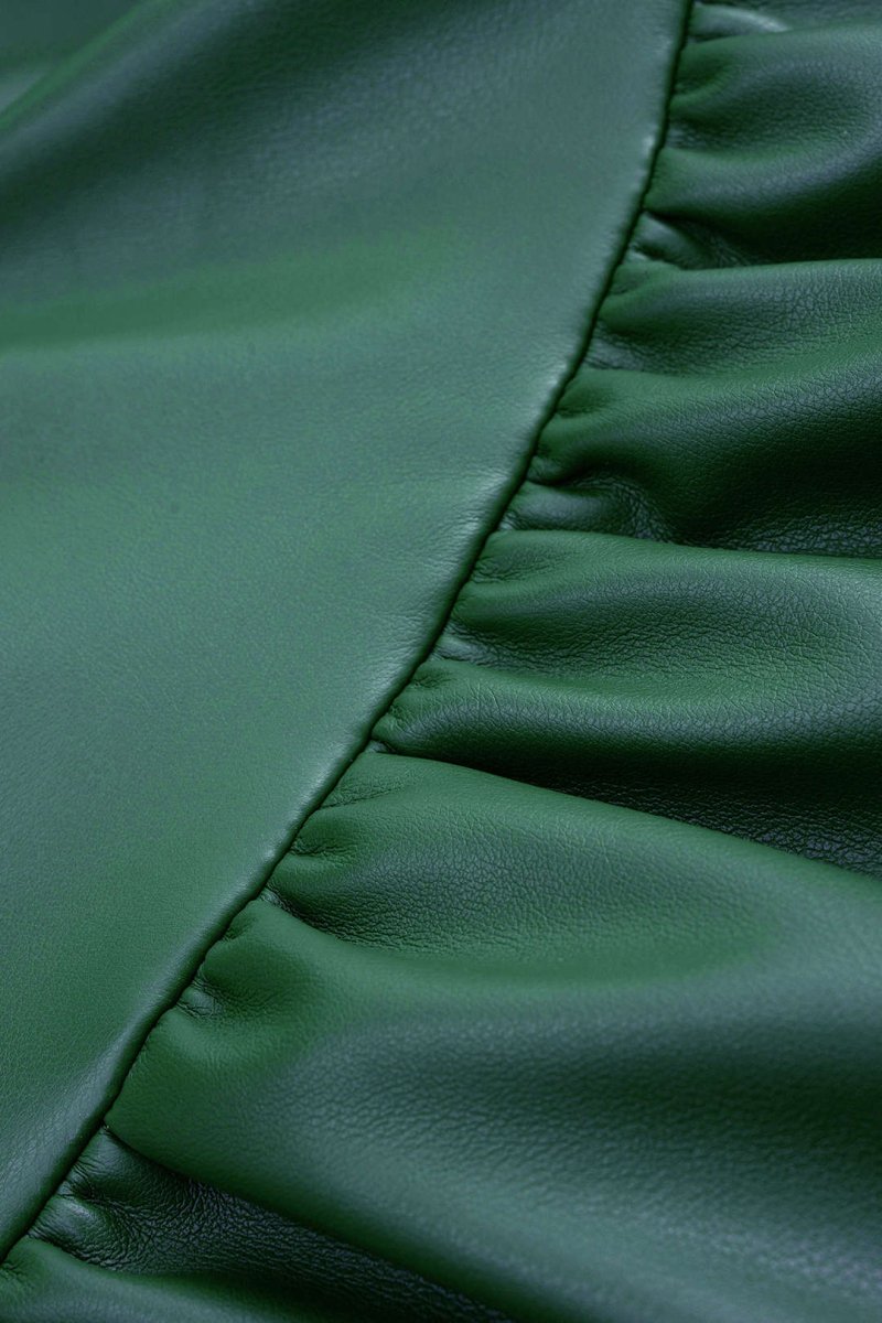 Faux Leather Ruched Twist Knot Sleeveless Mini Dress - MISMIMCWDC2509250119-DARK GREEN-XS