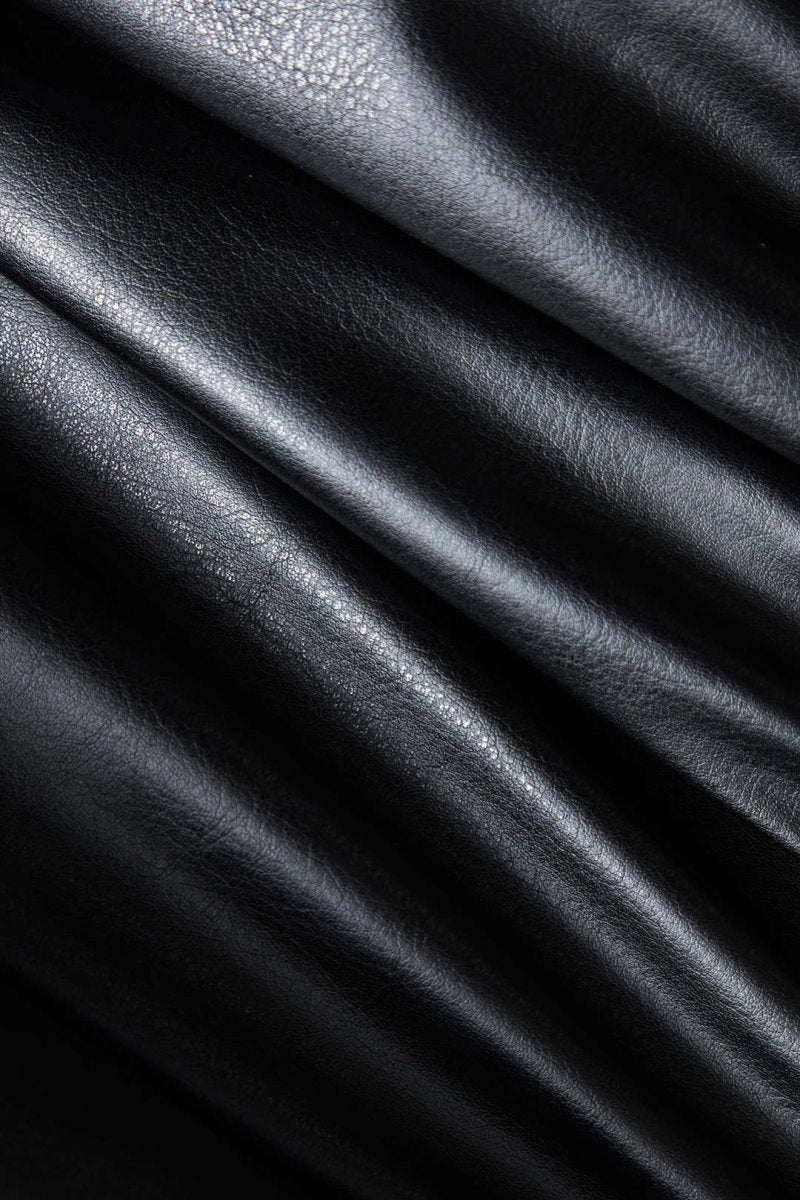 Faux Leather Ruched V - Neck Asymmetrical Mini Dress - MISMIMCWDC2410240037-BLACK-XS