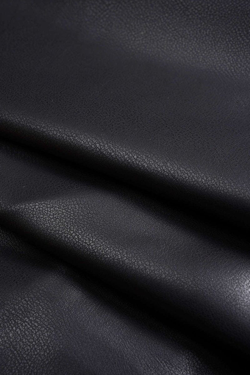 Faux Leather Ruched Zipper Shorts - MISMIMCWBS2508010099-BLACK-XS