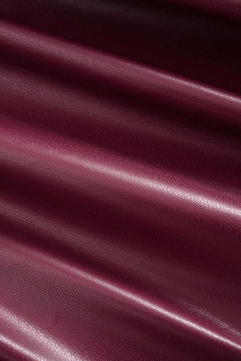 Faux Leather Ruched Zipper Tube Top - MISMIMCWTU2507100095-BURGUNDY-S