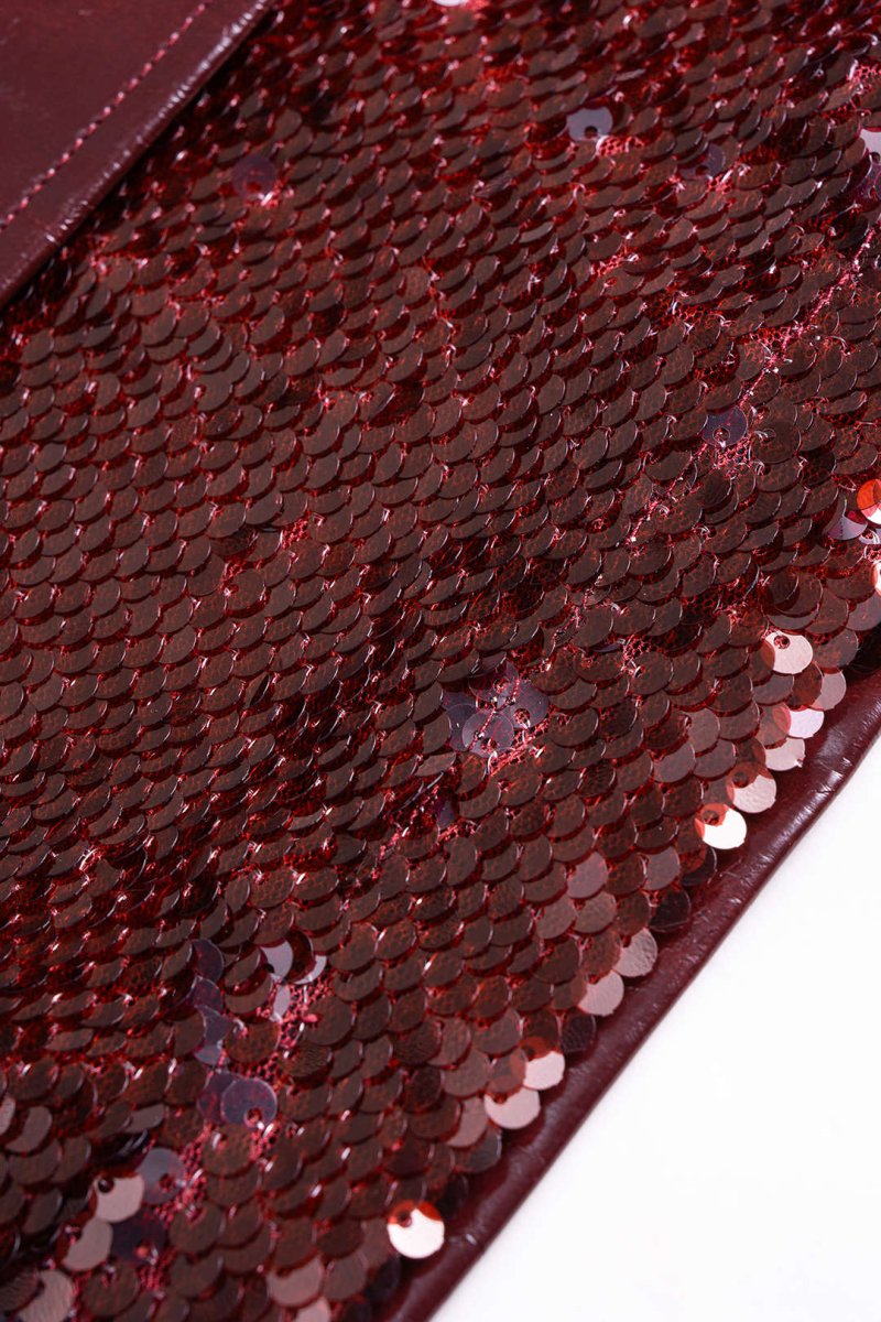 Faux Leather Sequin Patchwork Skirt - MISMIMCWBK2510090033-BURGUNDY-XS