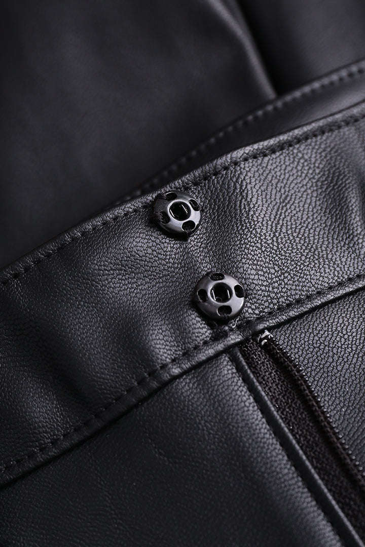 Faux Leather Straight Leg Pants - MISMIMCWBP2111120044-BLACK-XS