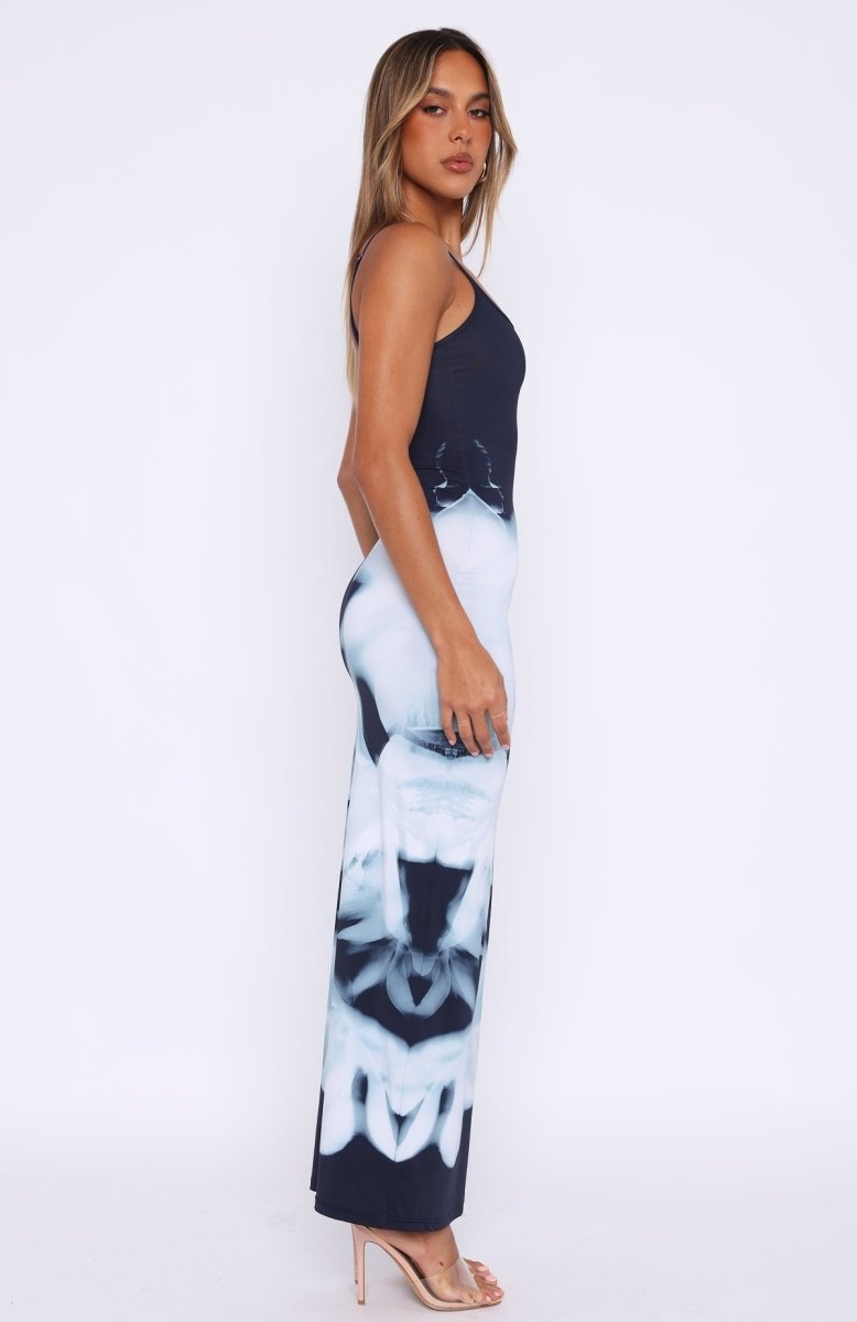 Feeling The Heat Maxi Dress Greyscale Floral - MISMIWFLOD59-6-XXS