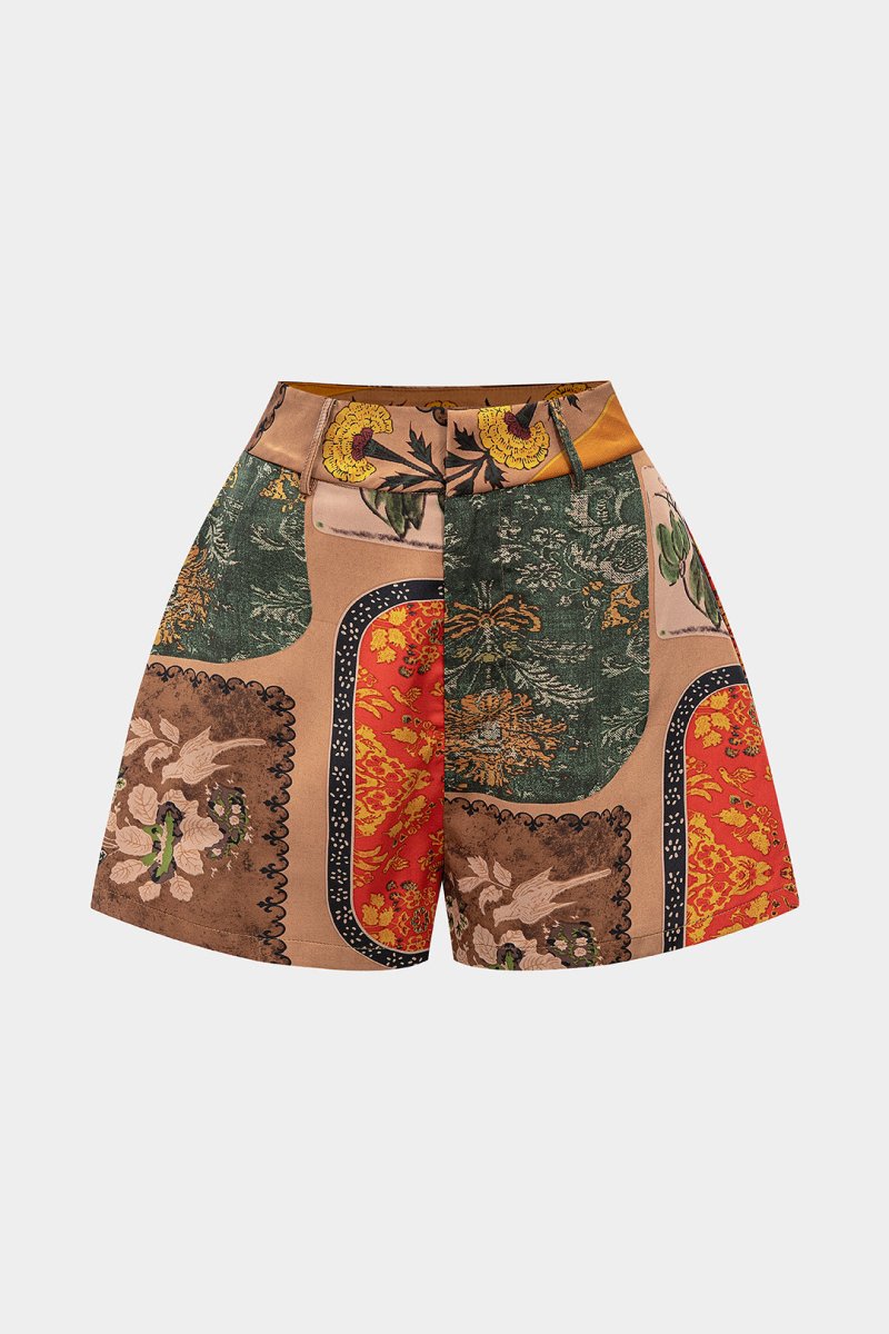 Floral Contrast Print Shorts - MISMIMCWBS2505190071-Contrast Color-XS
