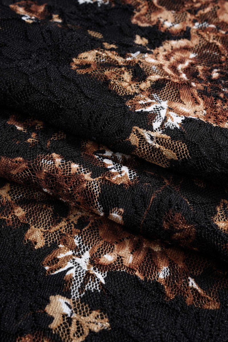 Floral Lace Patchwork Twist Knot Sleeveless Dress And Satin Asymmetrical Tie - Knot Skirt Set - MISMIMCWDB2507020068-BLACK-XS