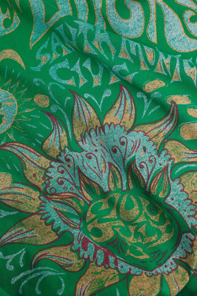 Flower Print Hem Knotted Short Sleeve T-Shirt - MISMIMCWTS221100014-GREEN-XS