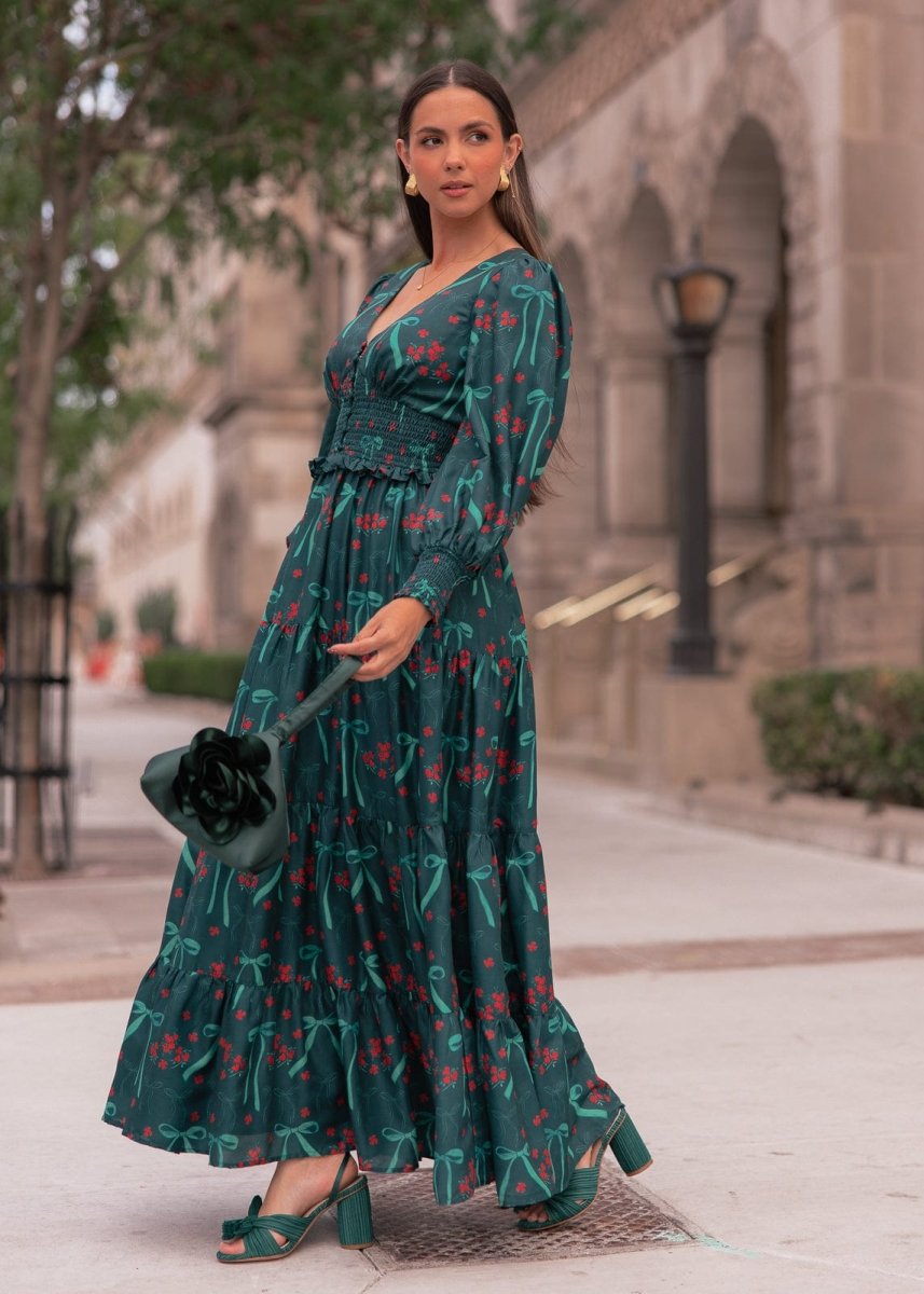 Garden Rose Dress - MISMIJK24140-W-GRN-XXS