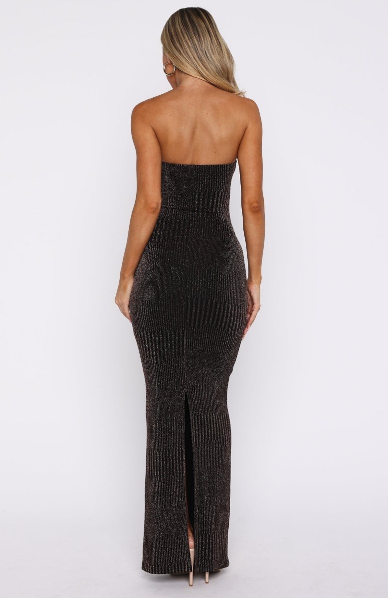Glitter Hustle Strapless Maxi Dress Black - MISMIWFLOD436-1-XXS