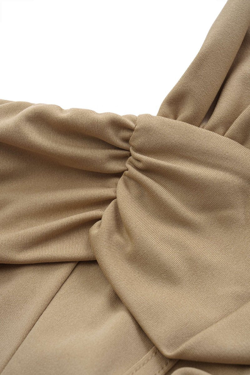 Halter Neck Ruched Top - MISMIMCWTT2503210072-KHAKI-XS