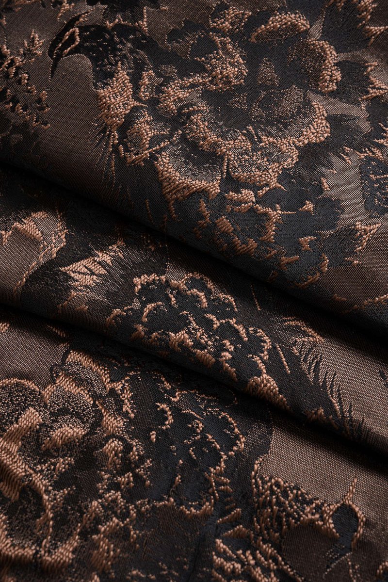 Jacquard Ruched Drawstring V - Neck Zipper Sleeveless Mini Dress - MISMIMCWDC2507290107-BROWN-XS