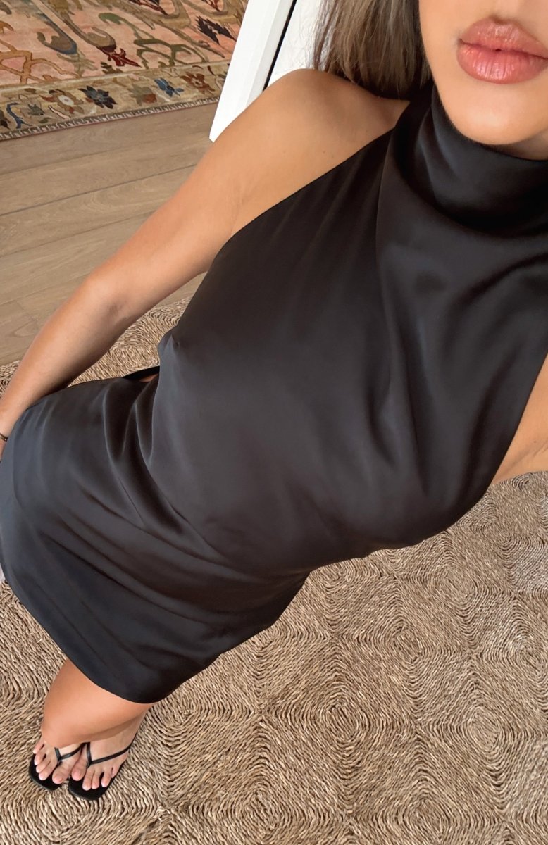 Just Small Talk Halter Mini Dress Black - MISMIEXK14-3-XXS