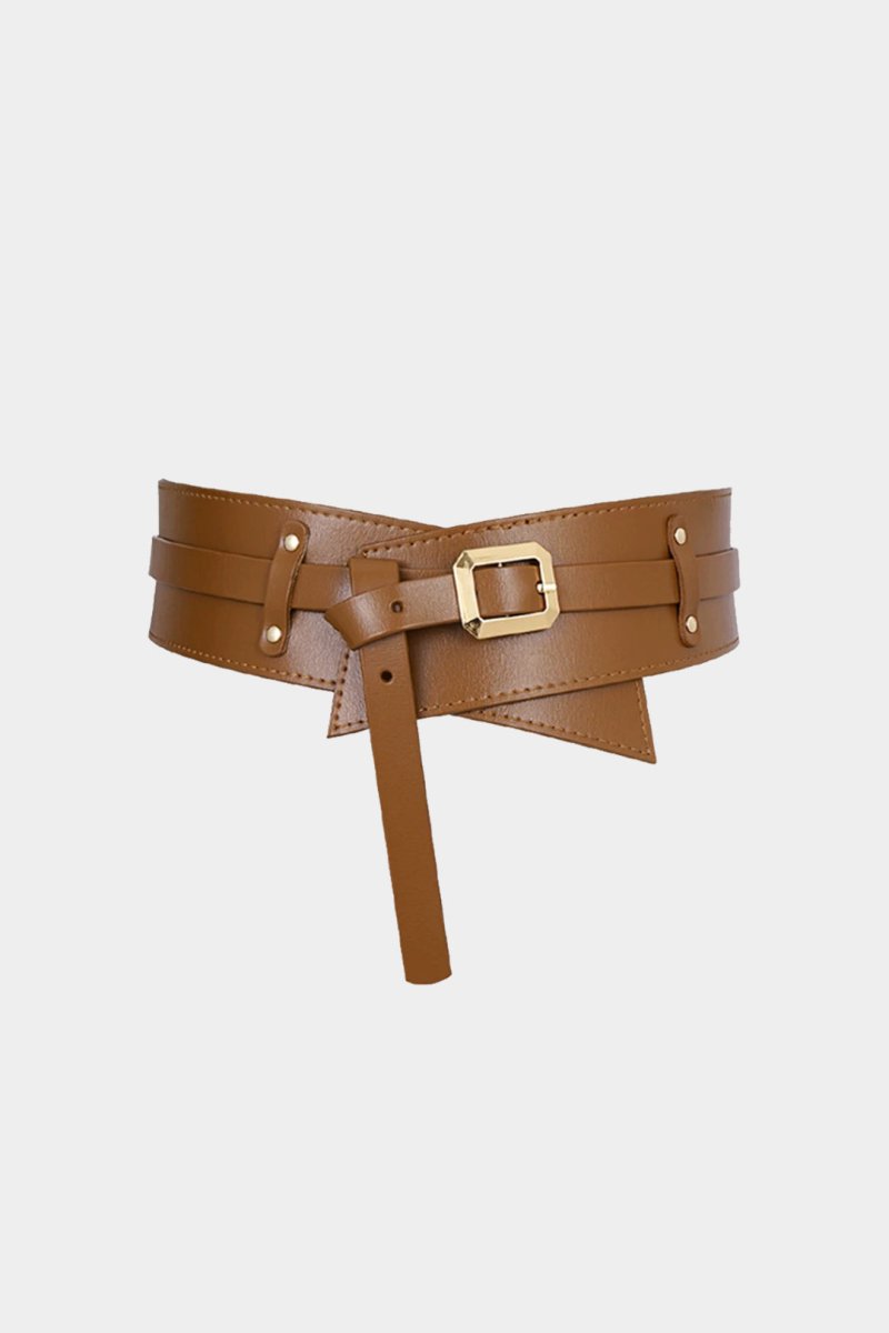 Leather Wide Belt Corset - MISMIMCAWC2509240201-CARAMEL-F