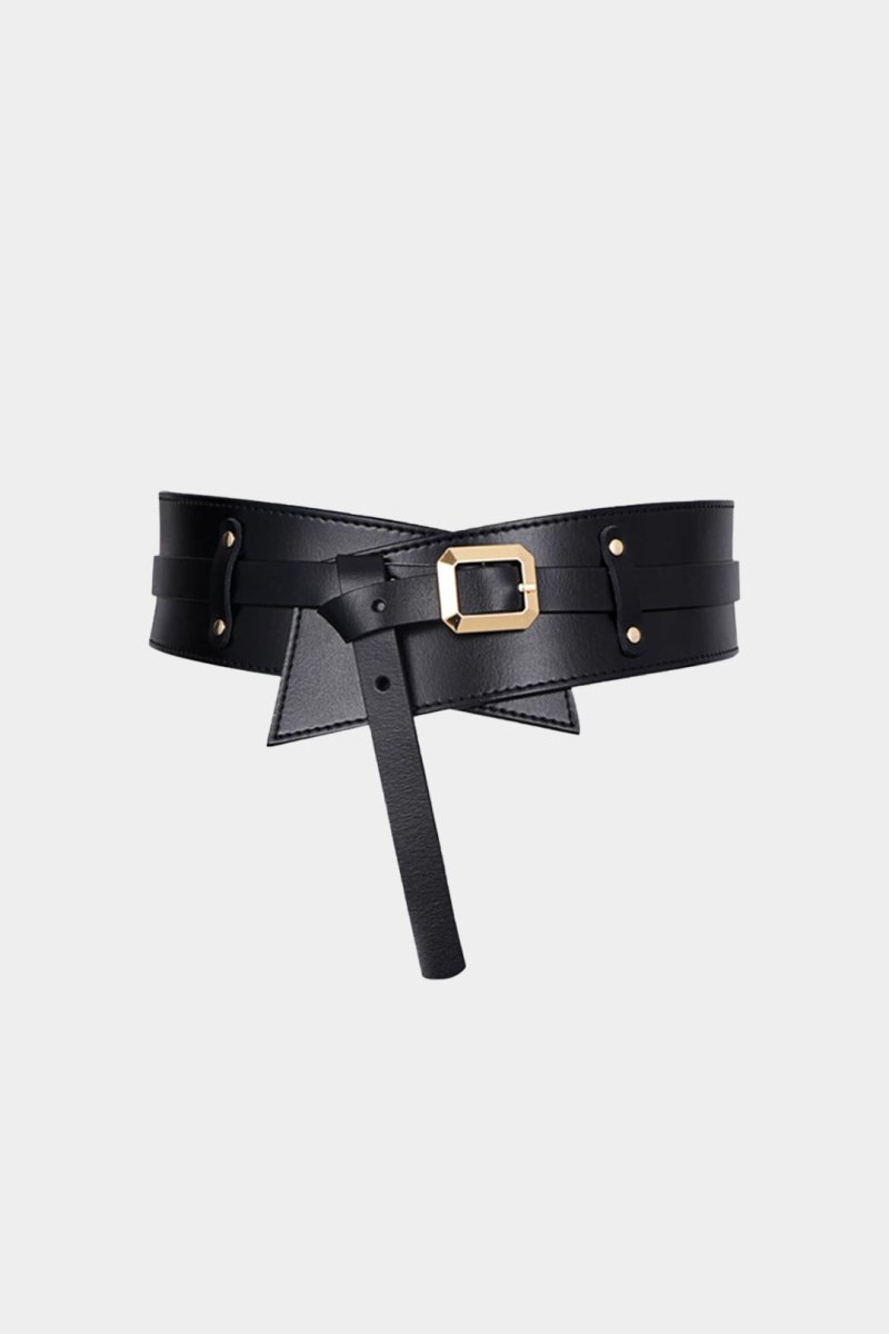 Leather Wide Belt Corset - MISMIMCAWC2509240201-BLACK-F