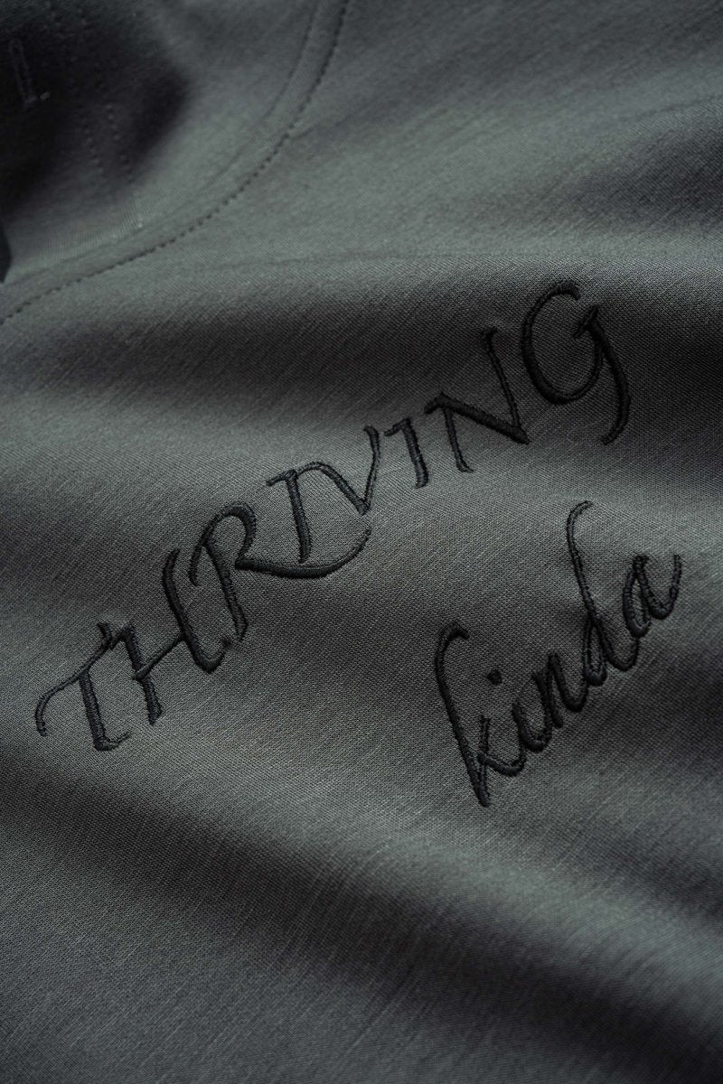 Letter Embroidery Long - Sleeve Hoodie - MISMIMCWTH2509160101-DARK GRAY-XS