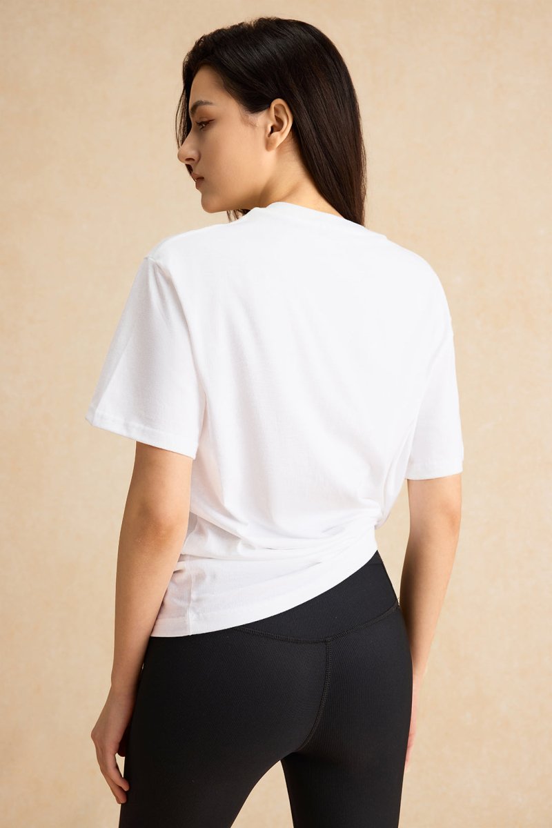 Letter Print Round Neck Short Sleeve T-Shirt - MISMIMCWTS2412200100-WHITE-S