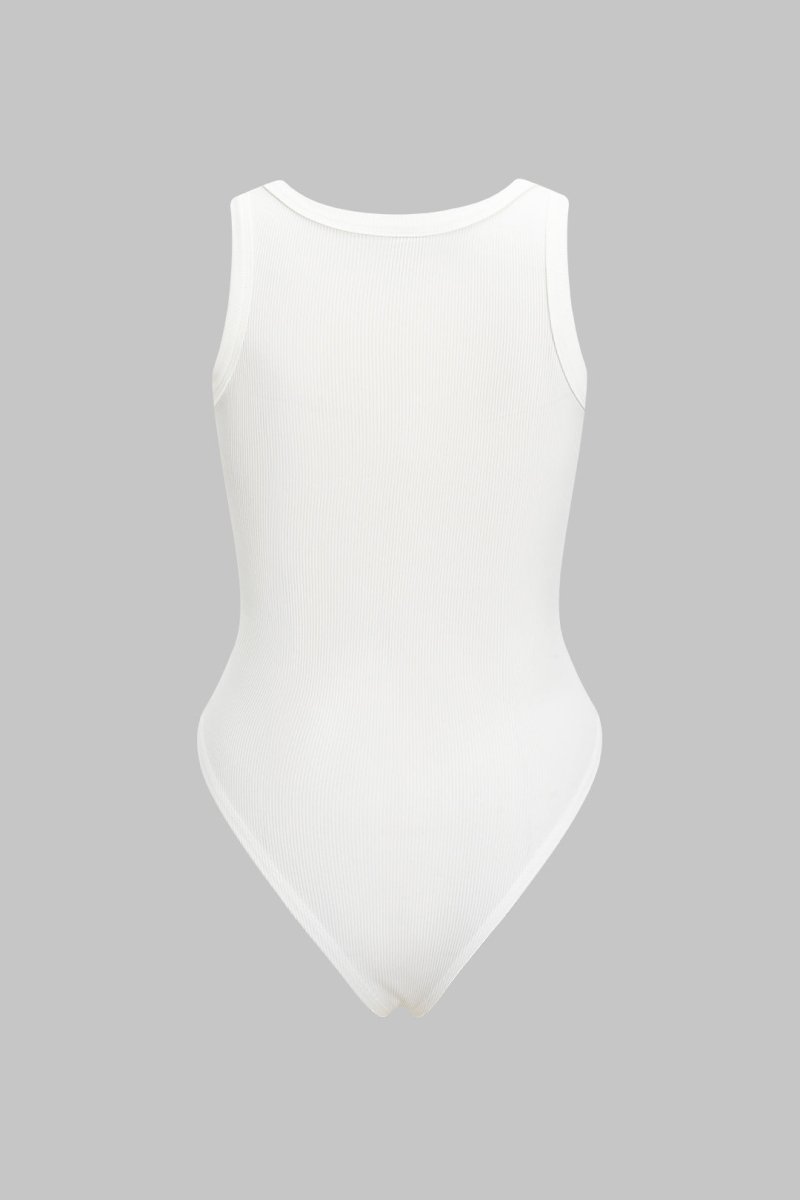 Letter Print Sleeveless Bodysuit - MISMIMCWTO2504150048-WHITE-XS