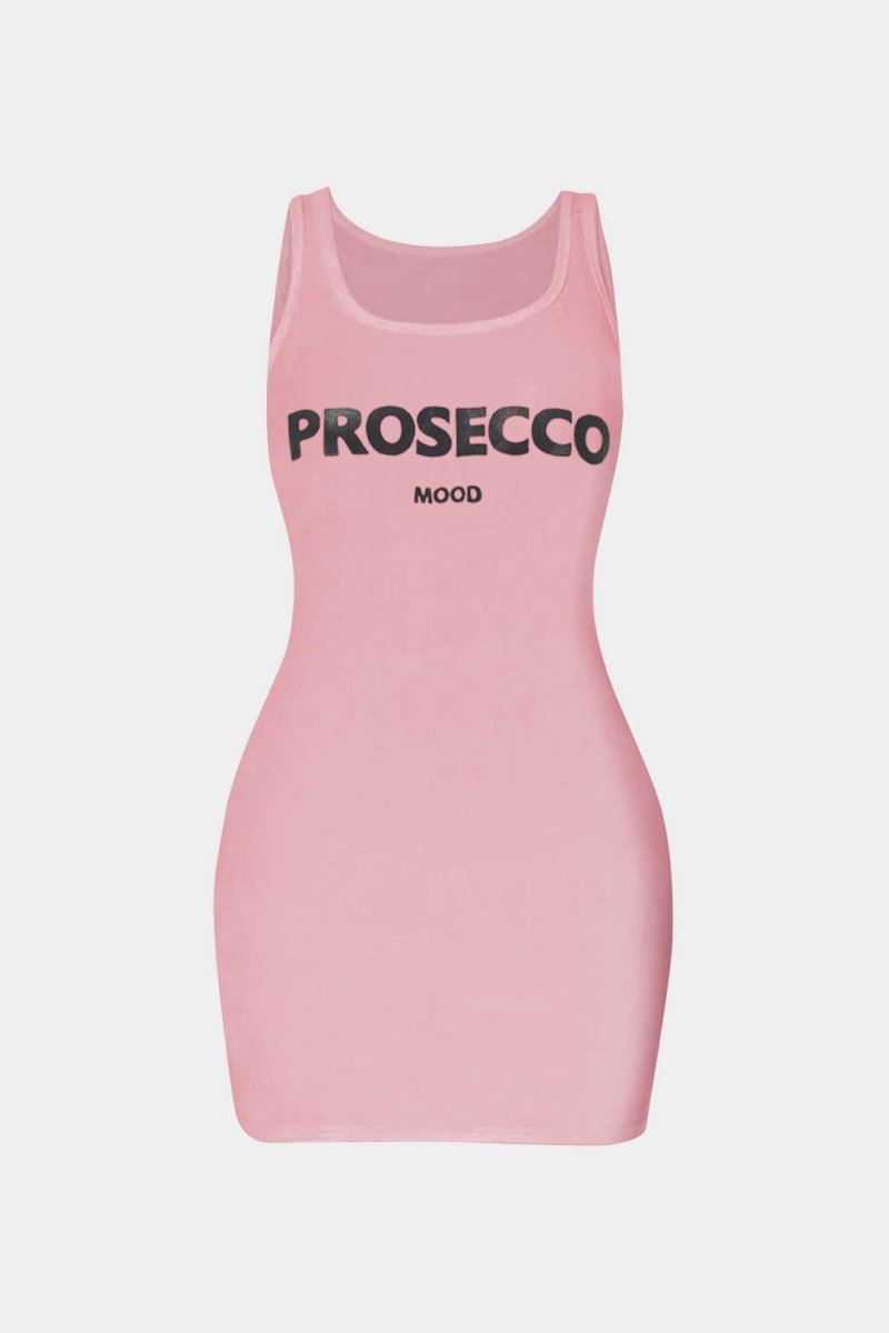 Letter Print Sleeveless Mini Dress - MISMIMCWDC2503120132-LIGHT PINK-XS