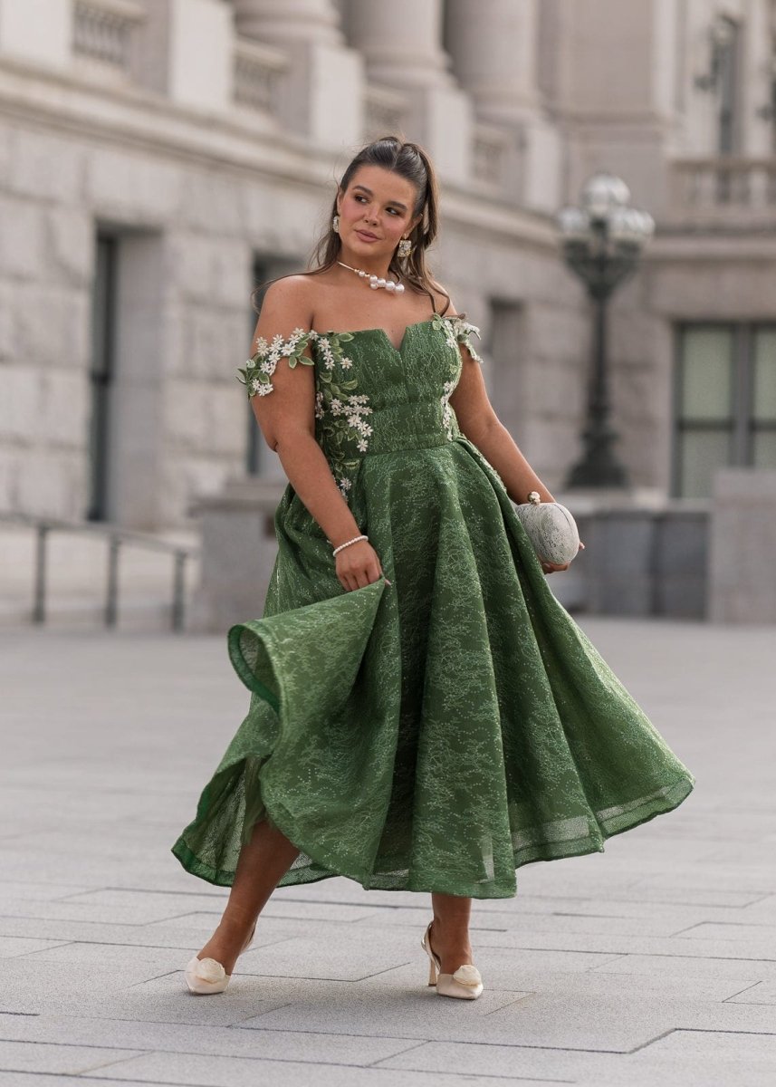 Lily Petal Dress - MISMIJK24190-W-GRN-00