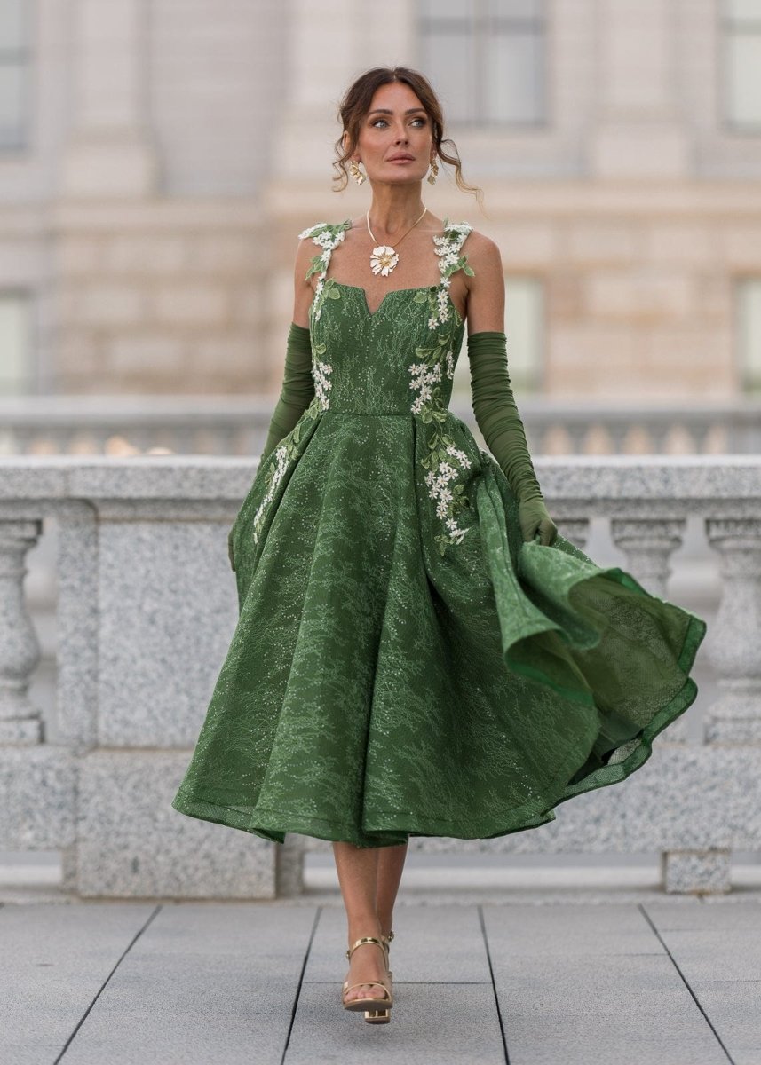 Lily Petal Dress - MISMIJK24190-W-GRN-00