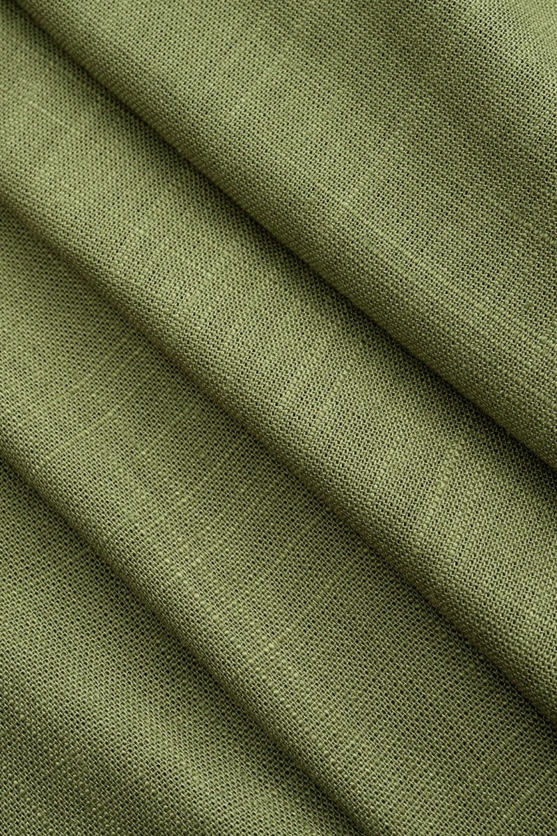 Linen Patchwork Ruched Asymmetrical Sleeveless Maxi Dress - MISMIMCWDA2504080052-MILITARY-XS