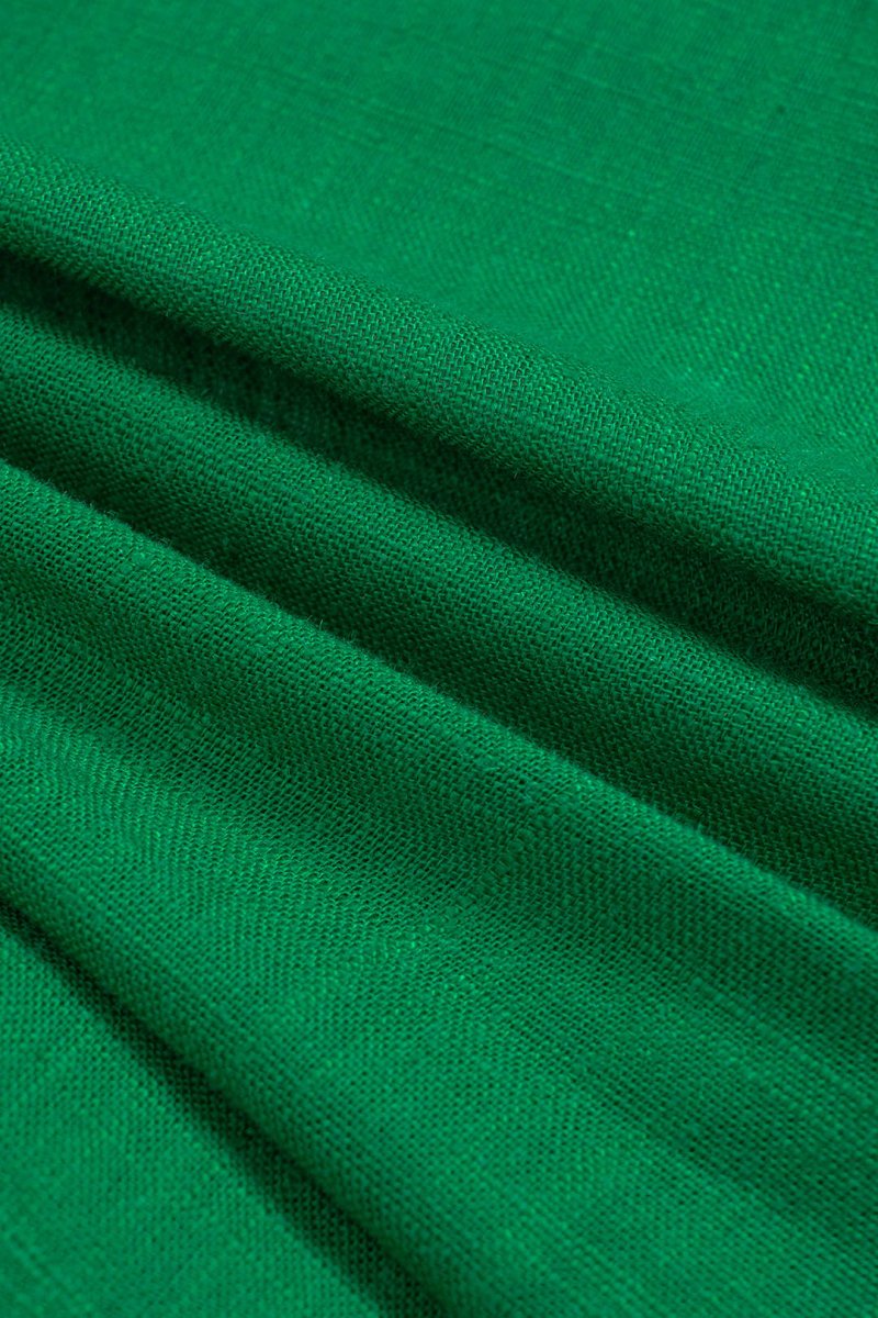 Linen V - Neck Halter Tie - Front Ruched Zipper Backless Cami Top - MISMIMCWTT2504140010-GREEN-XS