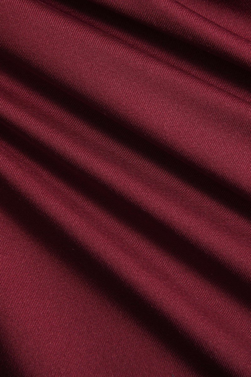 Long - Sleeve Puff Hem Mini Dress - MISMIMCWDC2410160035-BURGUNDY-XS