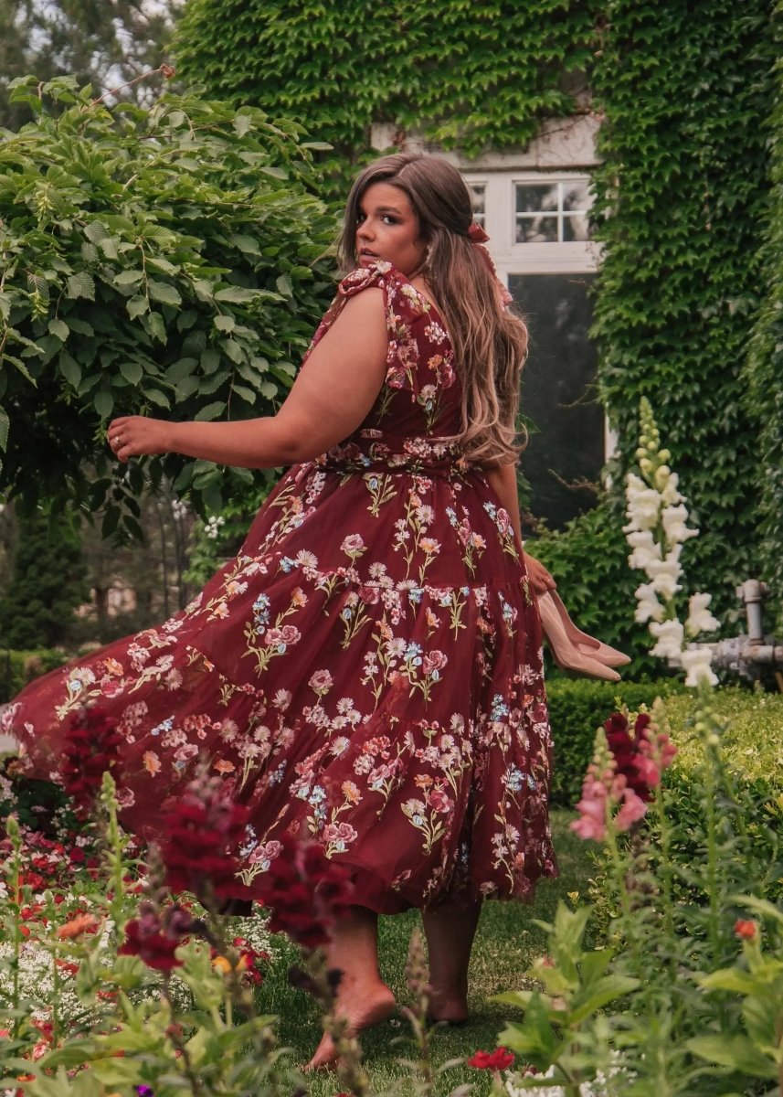 Margaret Floral Midi Dress Red - MISMIJK23051-W-RED-00