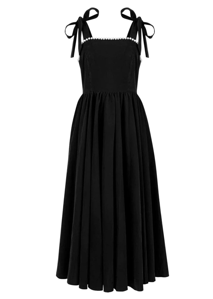 Mary Velvet Holiday Pearl Dress - Black - MISMIJK24123-W-BLK-XXS