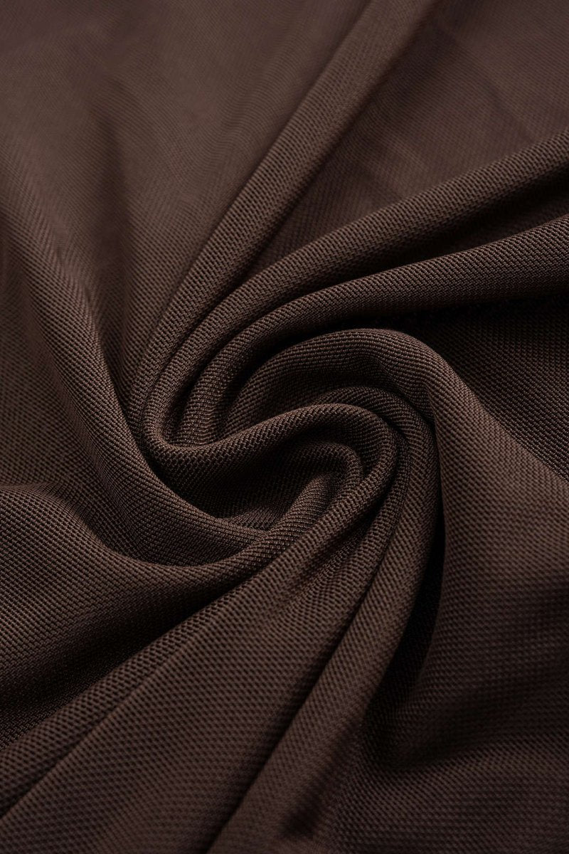 Mesh Metallic Decor Ruched Backless Sleeveless Maxi Dress - MISMIMCWDA2507150163-COFFEE-S