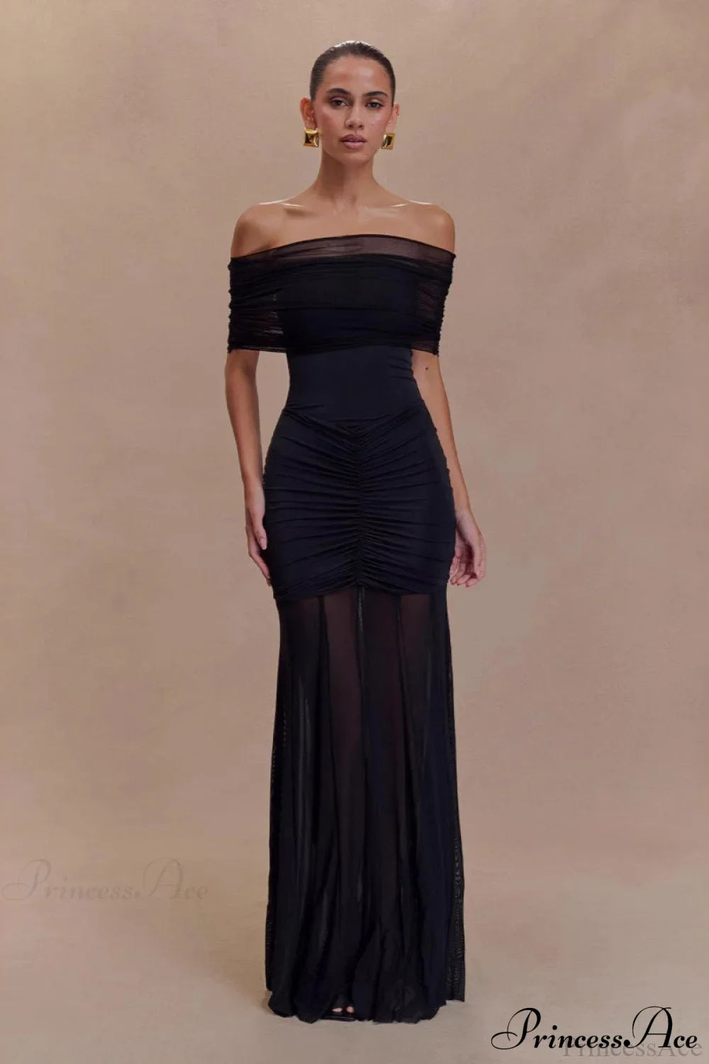 Mesh Panel Strapless Elegant Bodycon Party Dress