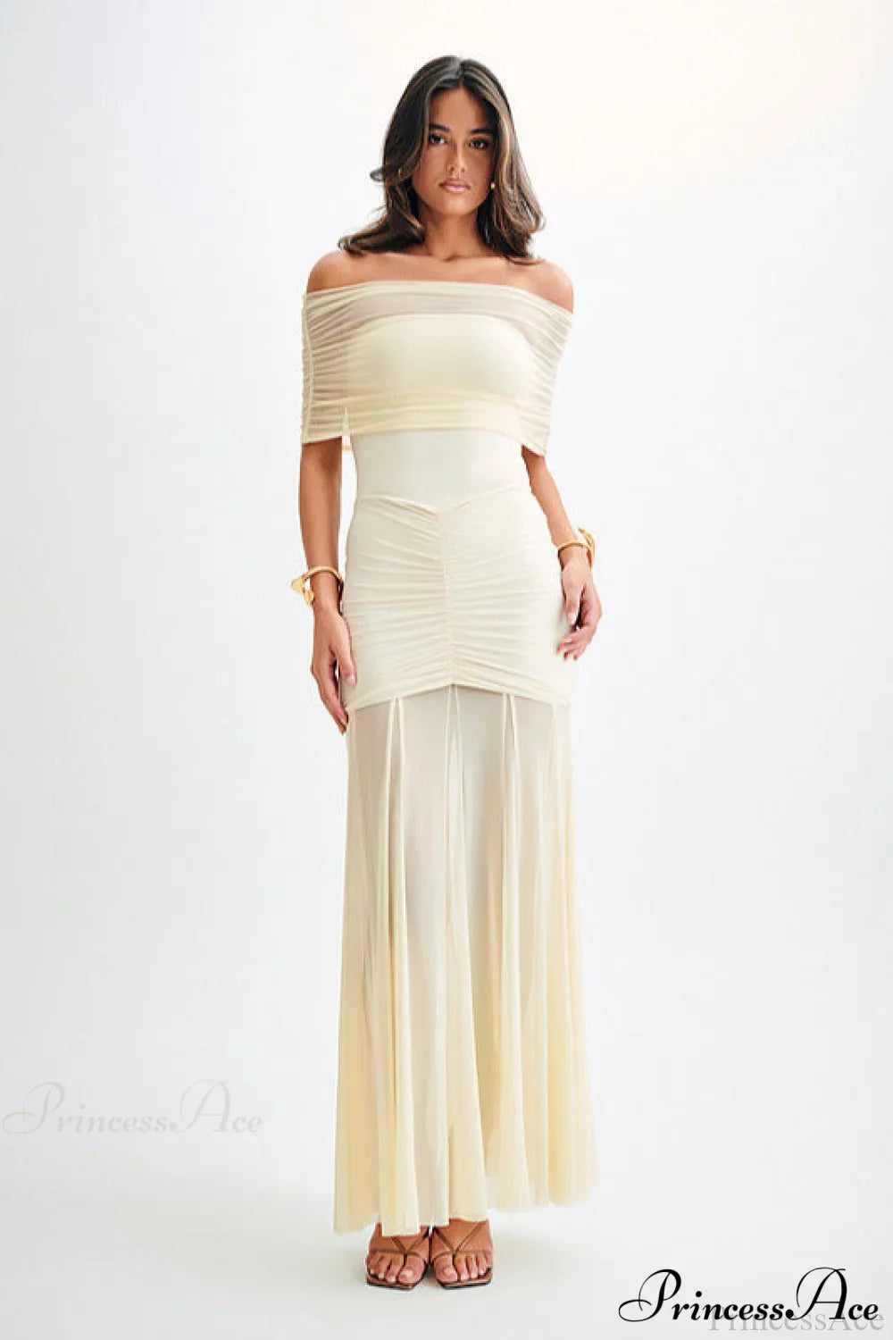 Mesh Panel Strapless Elegant Bodycon Party Dress