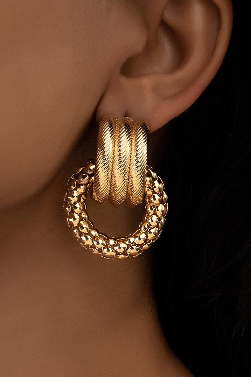 Metal Crossed Earrings - MISMIMCAJE2504250050-GOLD-F