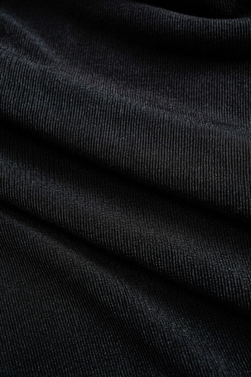 Metallic Decor Ruched Short Sleeve Midi Dress - MISMIMCWDB2508210114-BLACK-XS