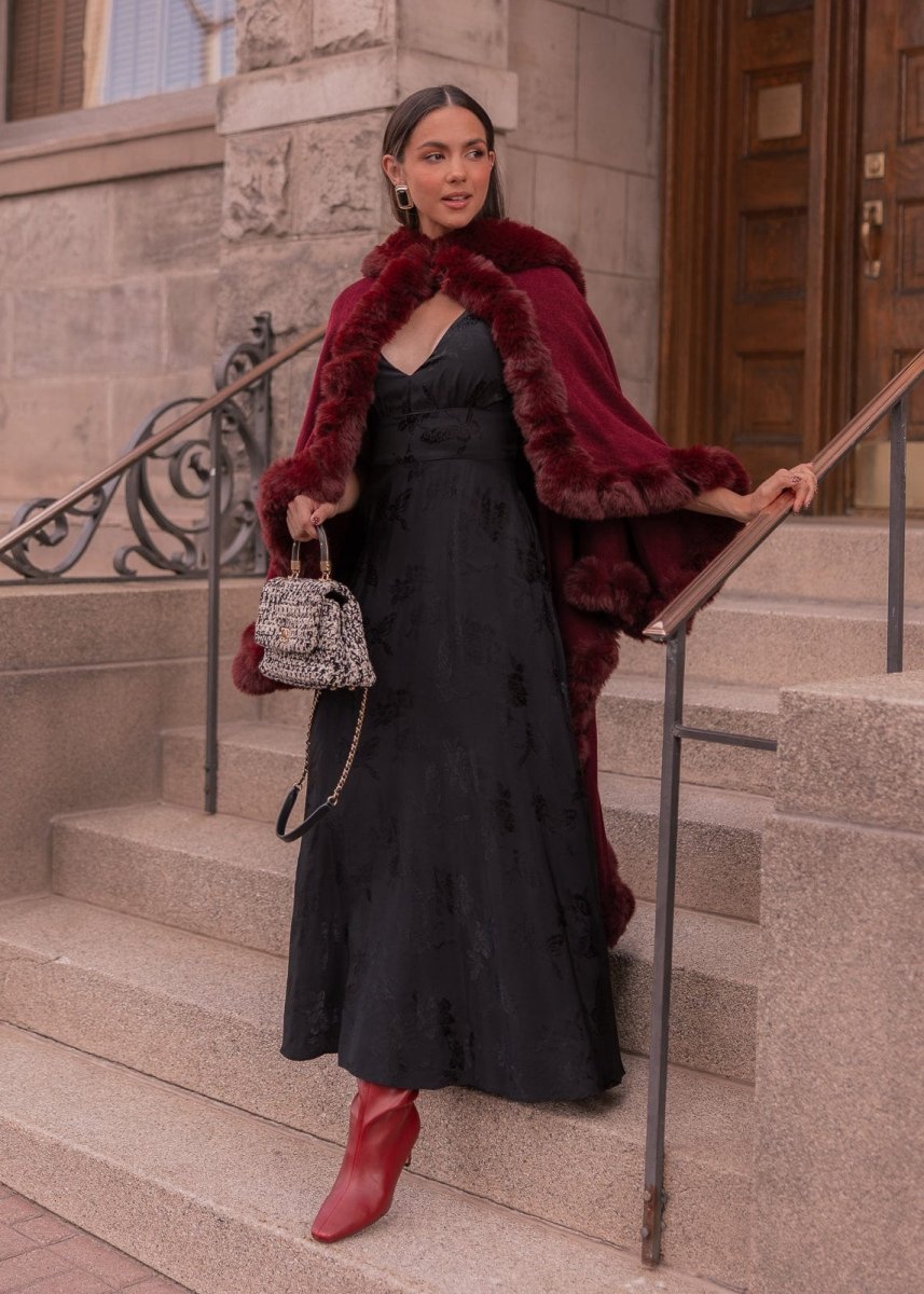 Mila Satin Midi Dress - Black - MISMIJK2487-W-BLK-XXS