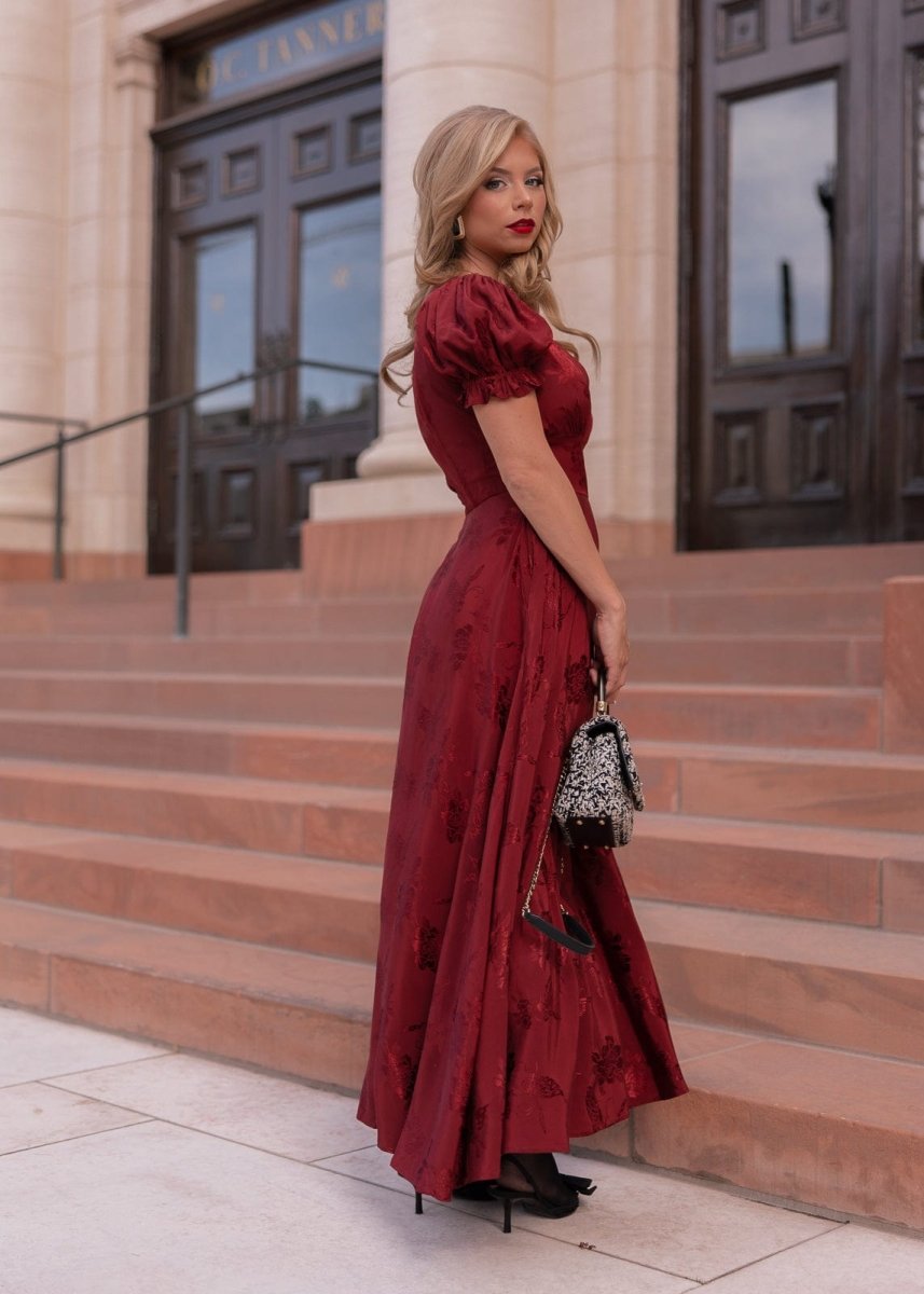 Mila Satin Midi Dress - Burgundy - MISMIJK2487-W-PLM-XXS