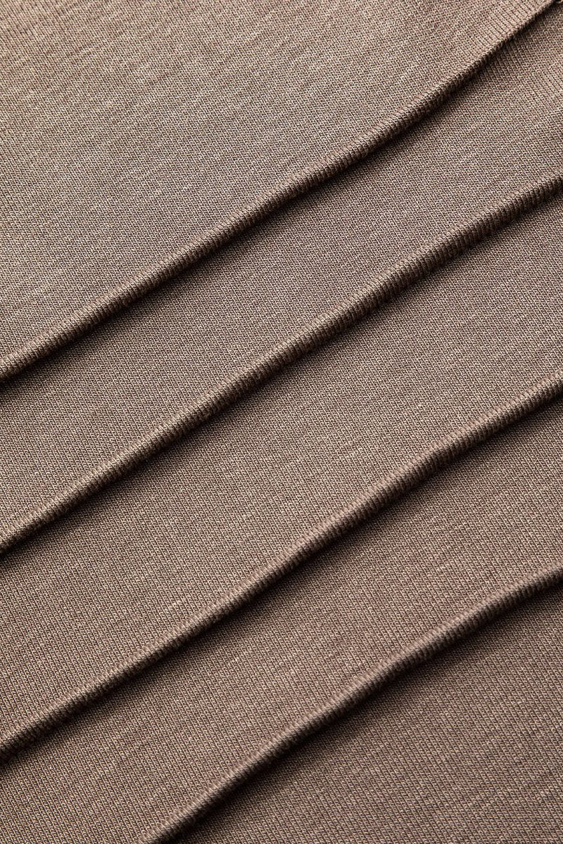 Neck Wrap Ruched Long Sleeve Slit Maxi Dress - MISMIMCWDA2311010107-COFFEE-XS