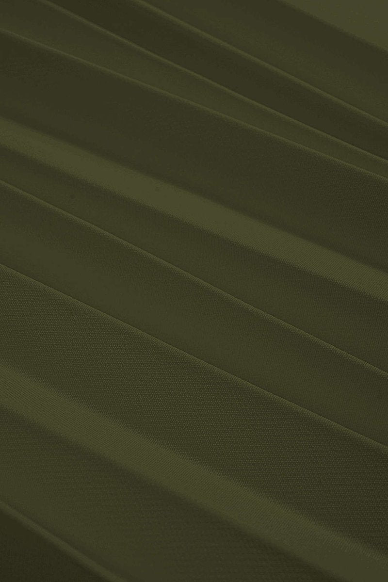 Notched Lapel Button Long - Sleeve Top And Pleated Trousers Set - MISMIMCWSC2507140013-OLIVE-XS