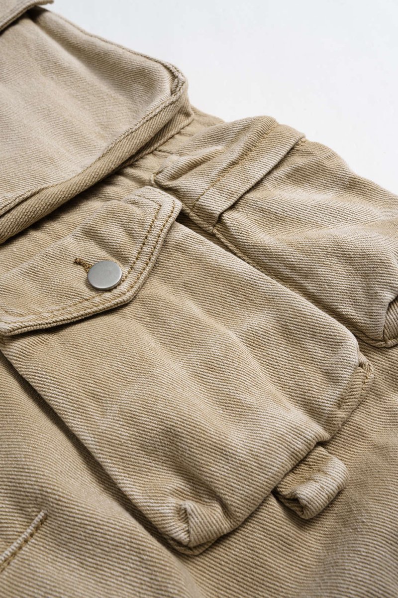 Ombre Multi Pocket Wide Leg Cargo Jeans - MISMIMCWNJ2309110048-KHAKI-XS