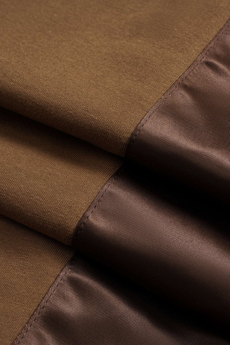 Patchwork Detail Ruched Pants - MISMIMCWBT2509020138-BROWN-XS