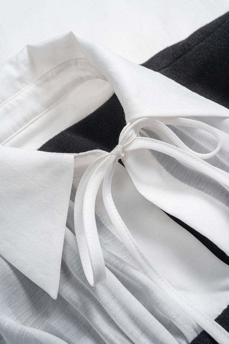 Patchwork Double Breasted Long Sleeve Maxi Dress - MISMIMCWDA2510100163-BLACK-XS