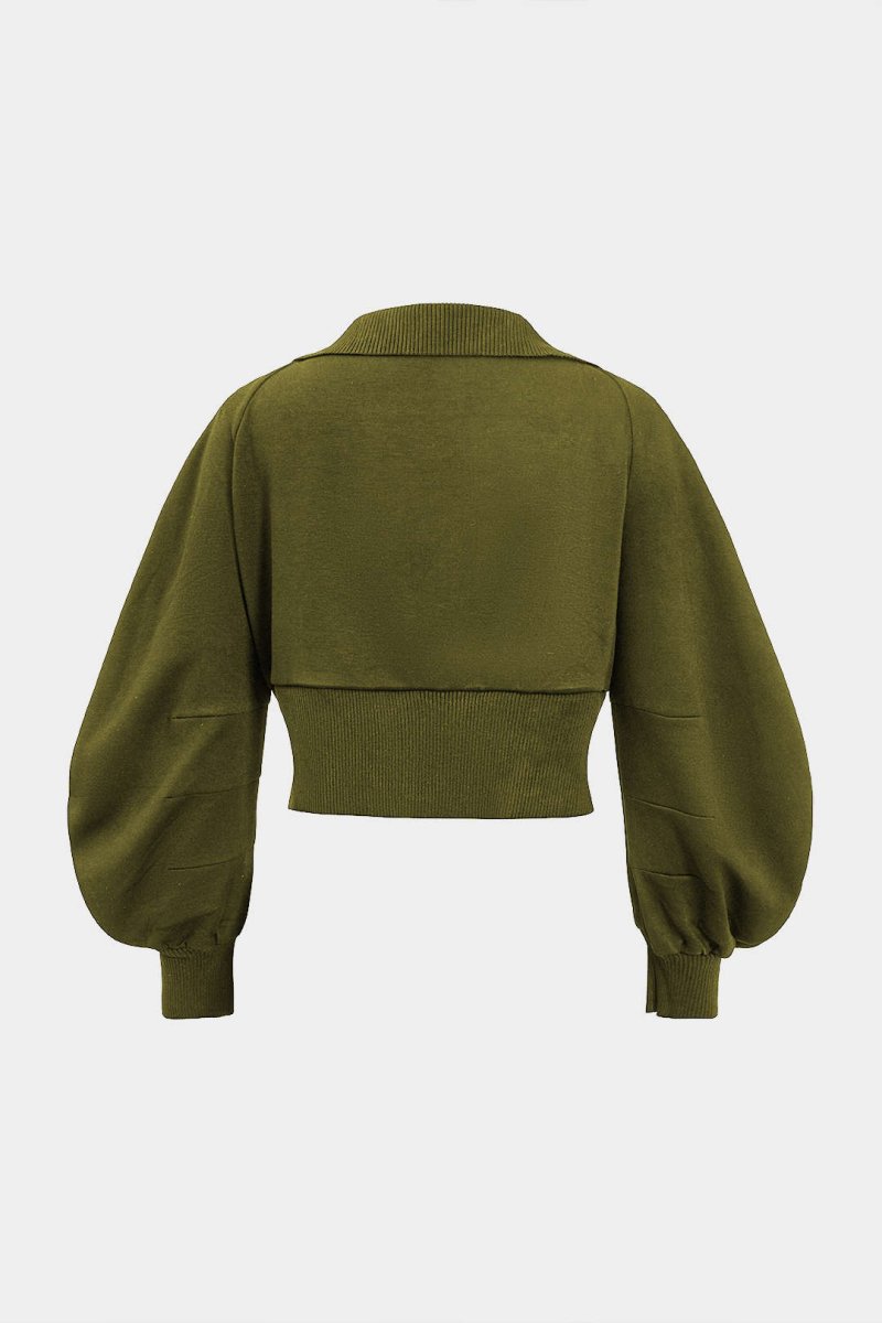 Patchwork Zipper Denim Outerwear Jacket - MISMIMCWNE2409120118-OLIVE-S