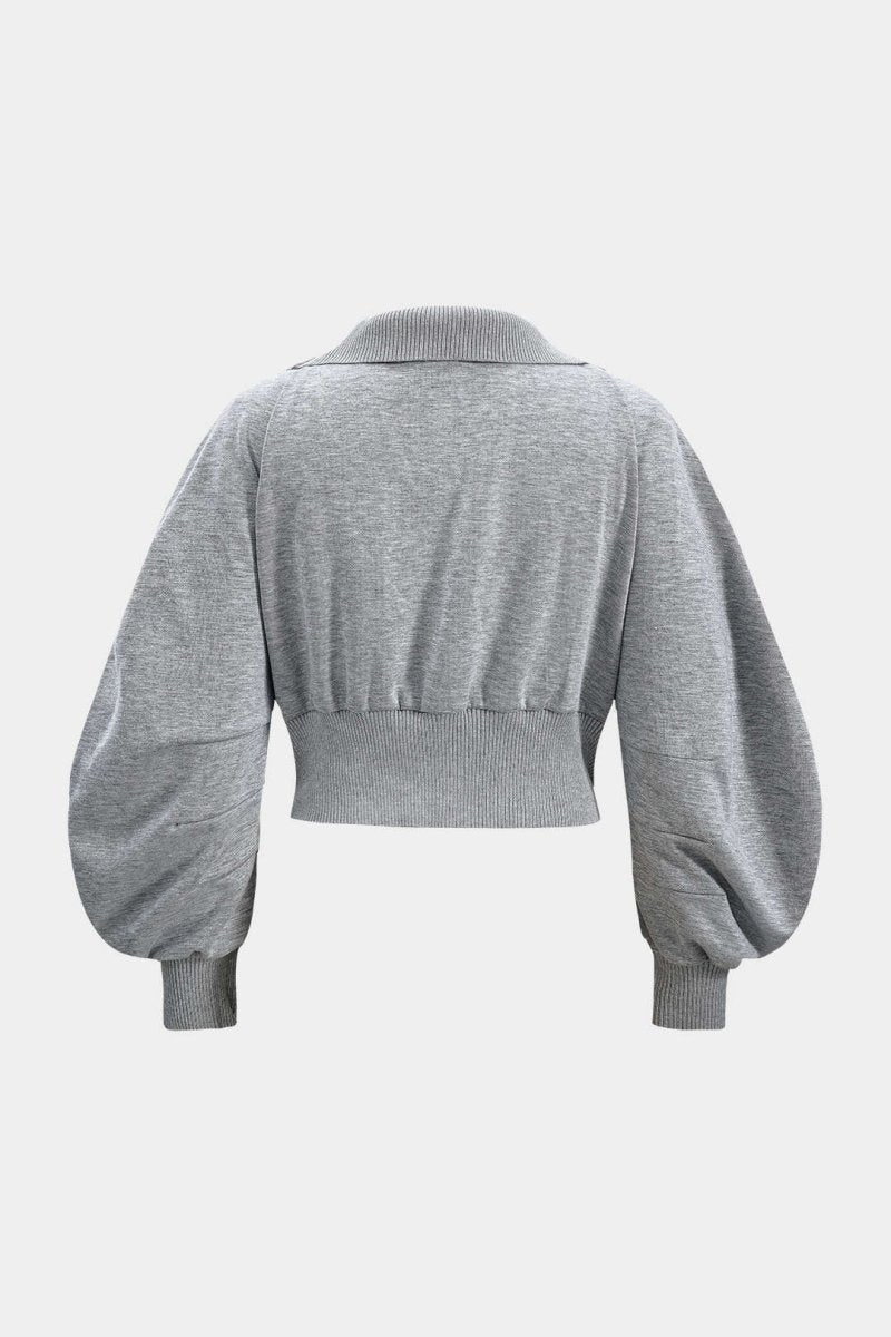 Patchwork Zipper Denim Outerwear Jacket - MISMIMCWNE2409120118-GRAY-S