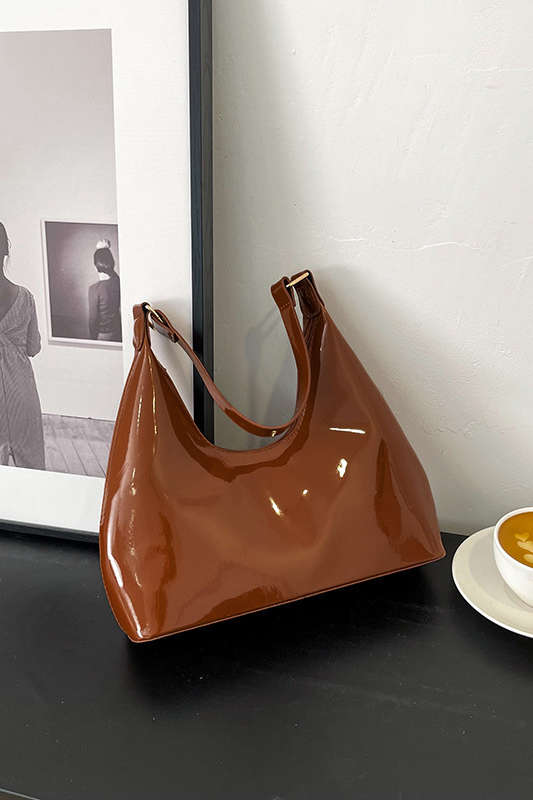 Patent Leather Shoulder Handheld Bag - MISMIMCABS2409140018-CHOCOLATE-F