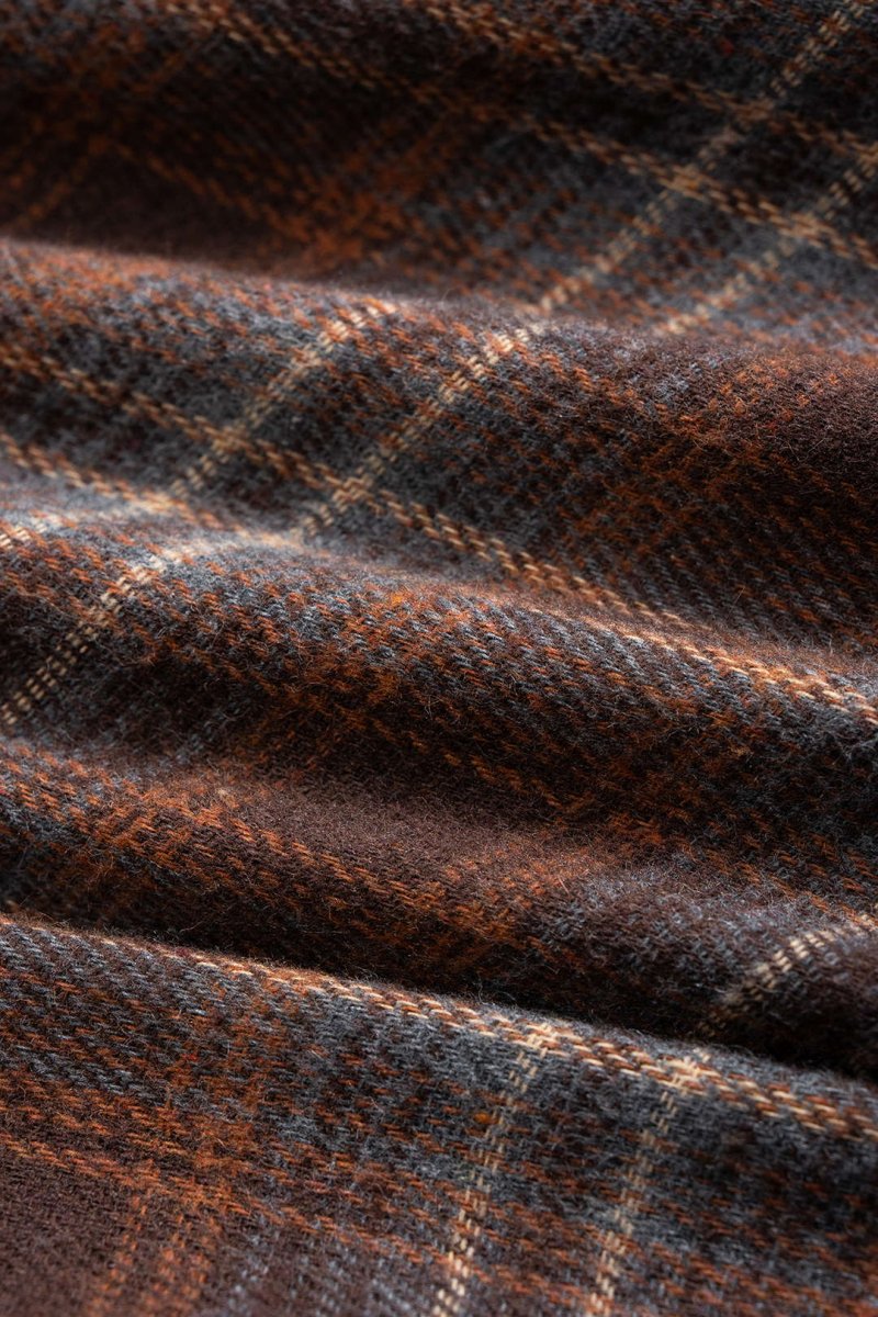 Plaid Print V - Neck Long Sleeve Bodysuit - MISMIMCWTO2510140057-BROWN-XS